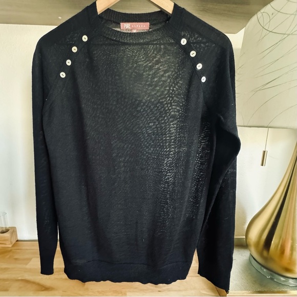 PURE ALPACA 100% Baby Alpaca Wool Black Knitted Handmade Sweater Size Medium - Picture 4 of 14